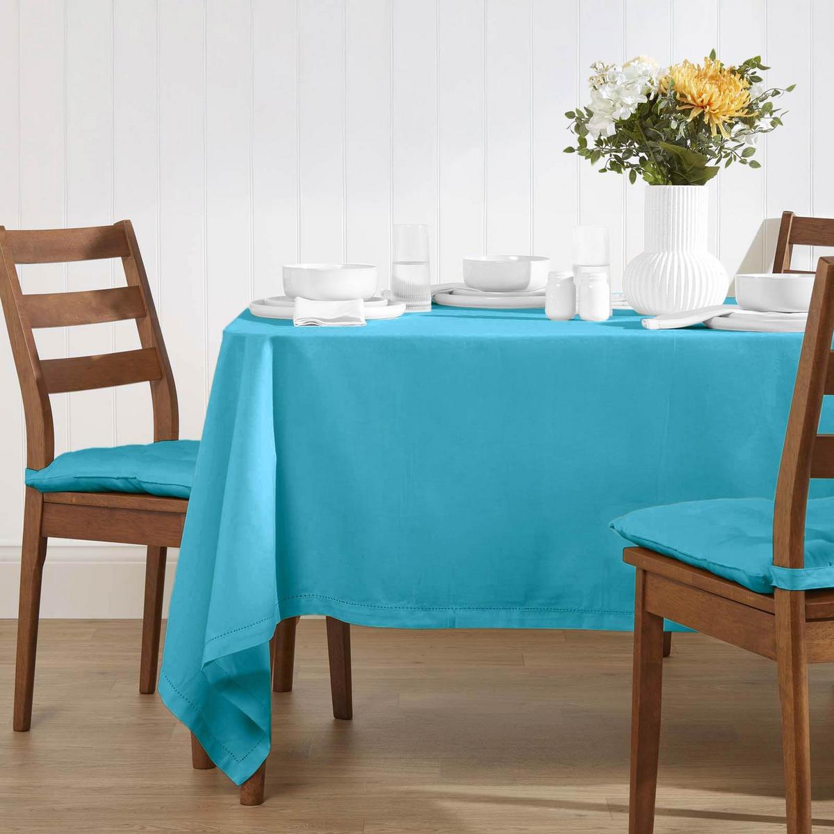 TISCHDECKE hellblau 137/178 cm, 100% Baumwolle - Hellblau, Textil (137/178cm) - Homescapes