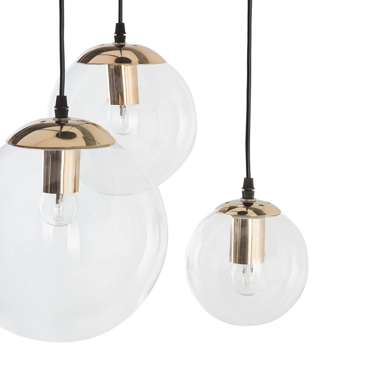 HÄNGELEUCHTE 3er-Set Ladon 25-25/20-20/15-15/108 cm - Transparent, Glas (25/25/108cm) - Beliani