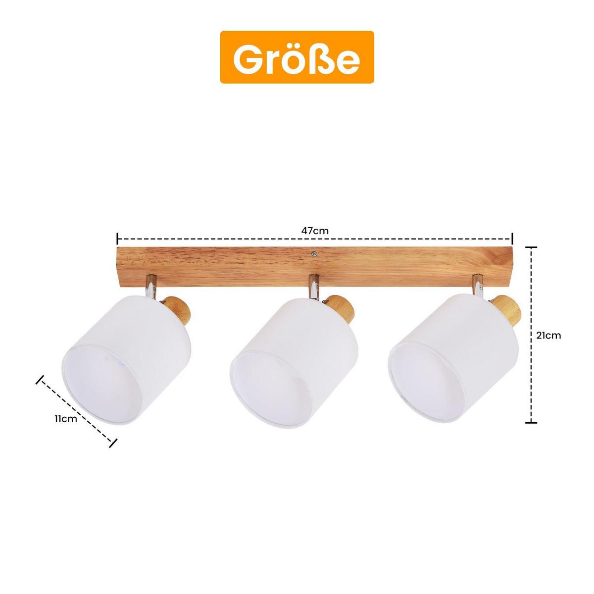 DECKENSTRAHLER Brand 3-flammig 47/11/21 cm - Braun, Textil (47/11/21cm) - Nettlife