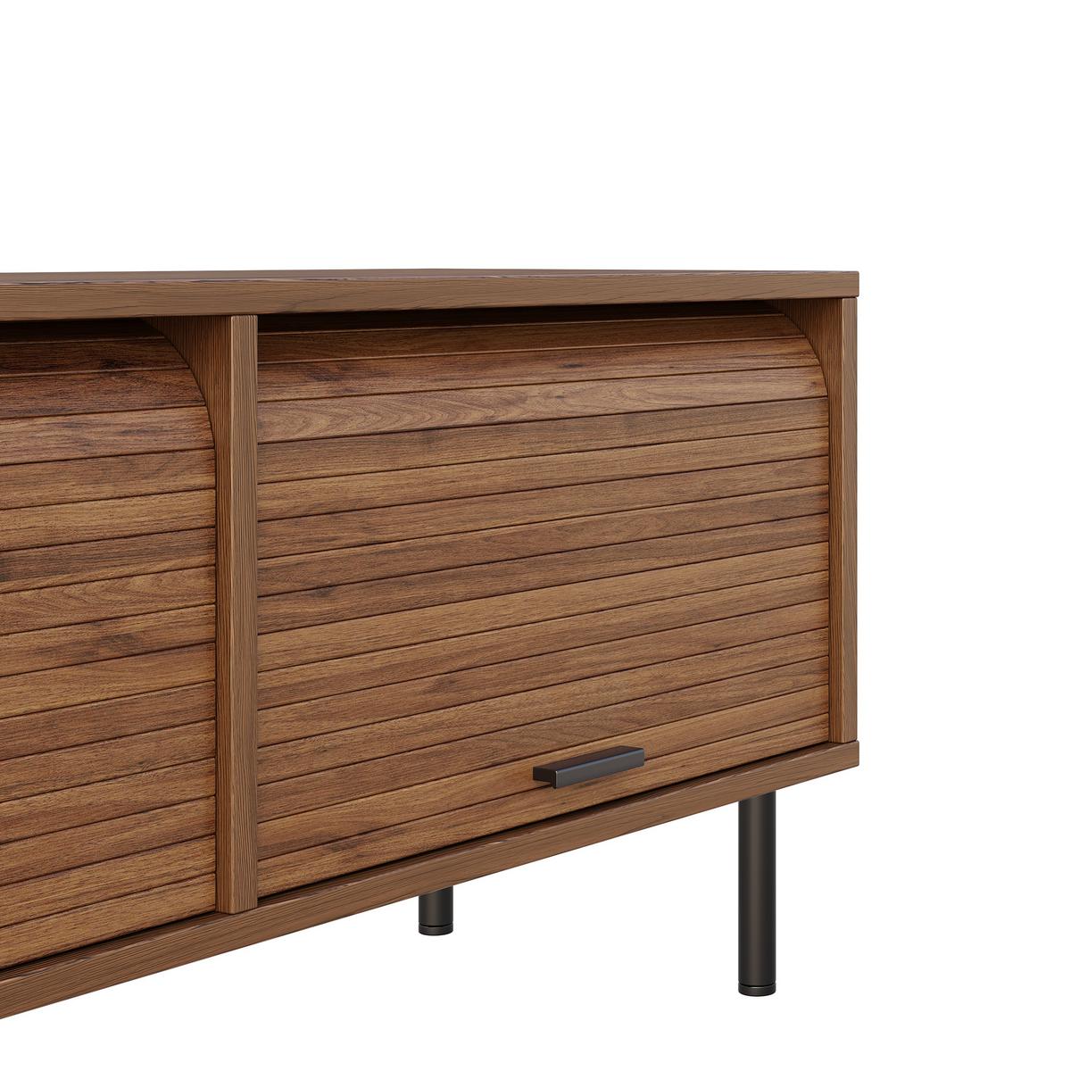 TV-LOWBOARD Walnuss-Optik 180cm mit 3 aufschiebbaren Türen & Metallfüßen - Walnussfarben, Holzwerkstoff (180/55/40cm) - Urban Meuble