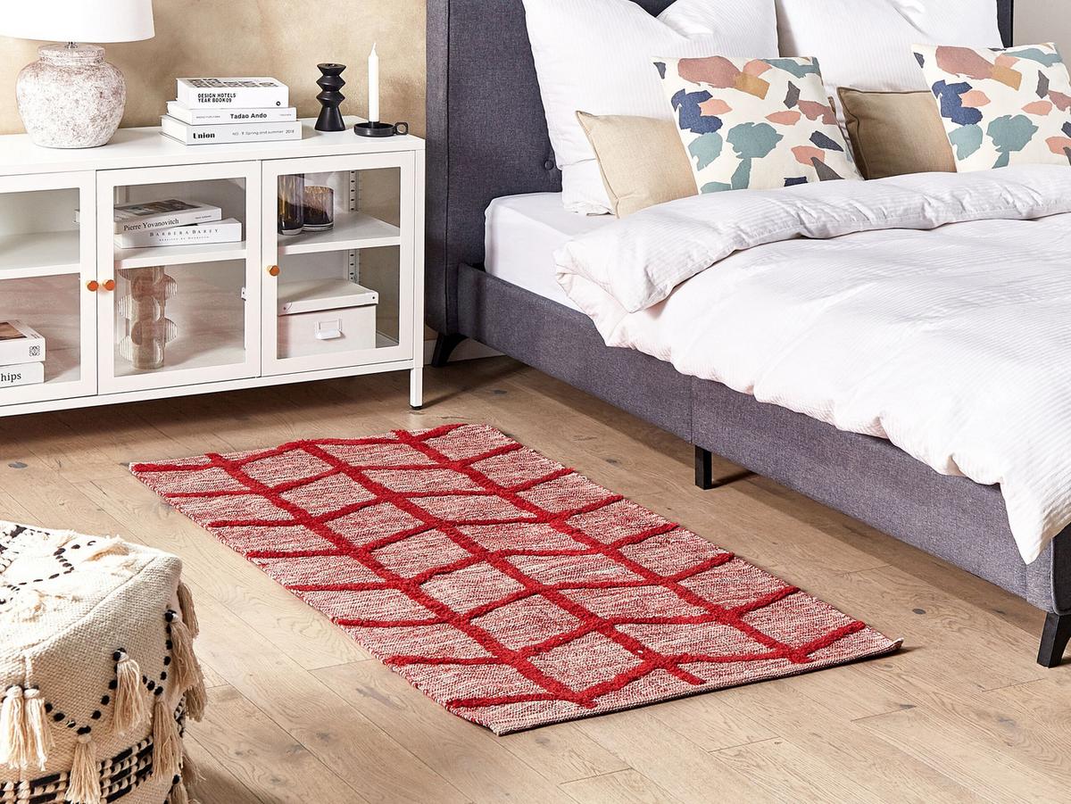 KURZFLOR-TEPPICH Sivas 150/80 cm - Rot, Textil (80/150cm) - Beliani
