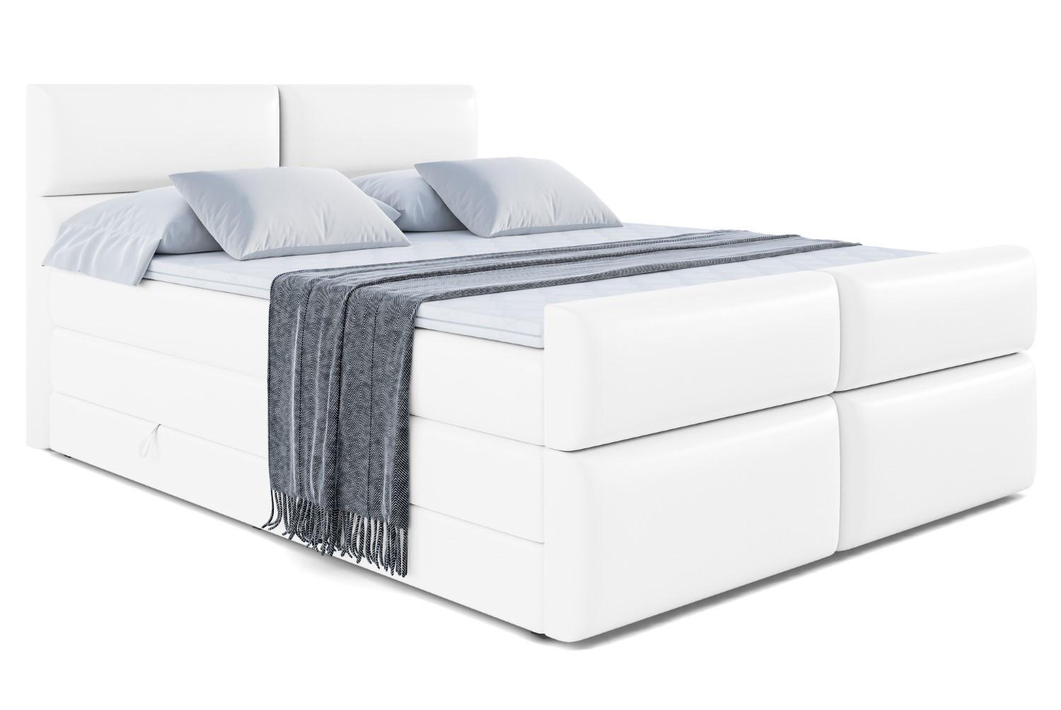 BOXSPRINGBETT BOXI3-Z KING - 160x200 - H3/H4 - Weiß Hochglanz - Weiß Hochglanz, Holzwerkstoff (160/200cm) - ALTDECOR