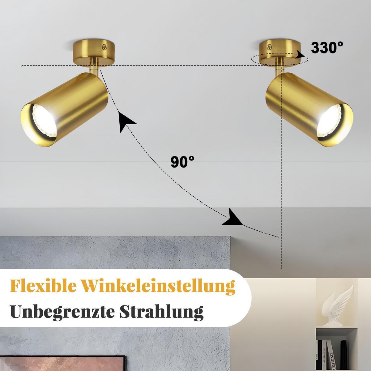 DECKENSTRAHLER Matteo 1-flammig 6/6/16 cm - Messingfarben, Metall (6/6/16cm) - Nettlife