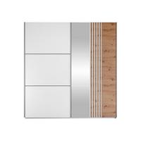 SCHIEBETÜRENSCHRANK Sinatra 203 - Silberfarben/Eiche Wotan, Holzwerkstoff/Metall (203/215/65cm) - MIRJAN24