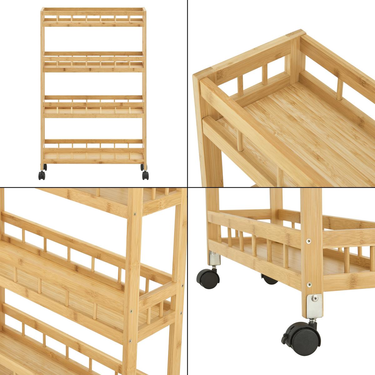 SERVIERWAGEN Pyhäjoki - Naturfarben, Holz/Kunststoff (60/96/18cm) - [en.casa]