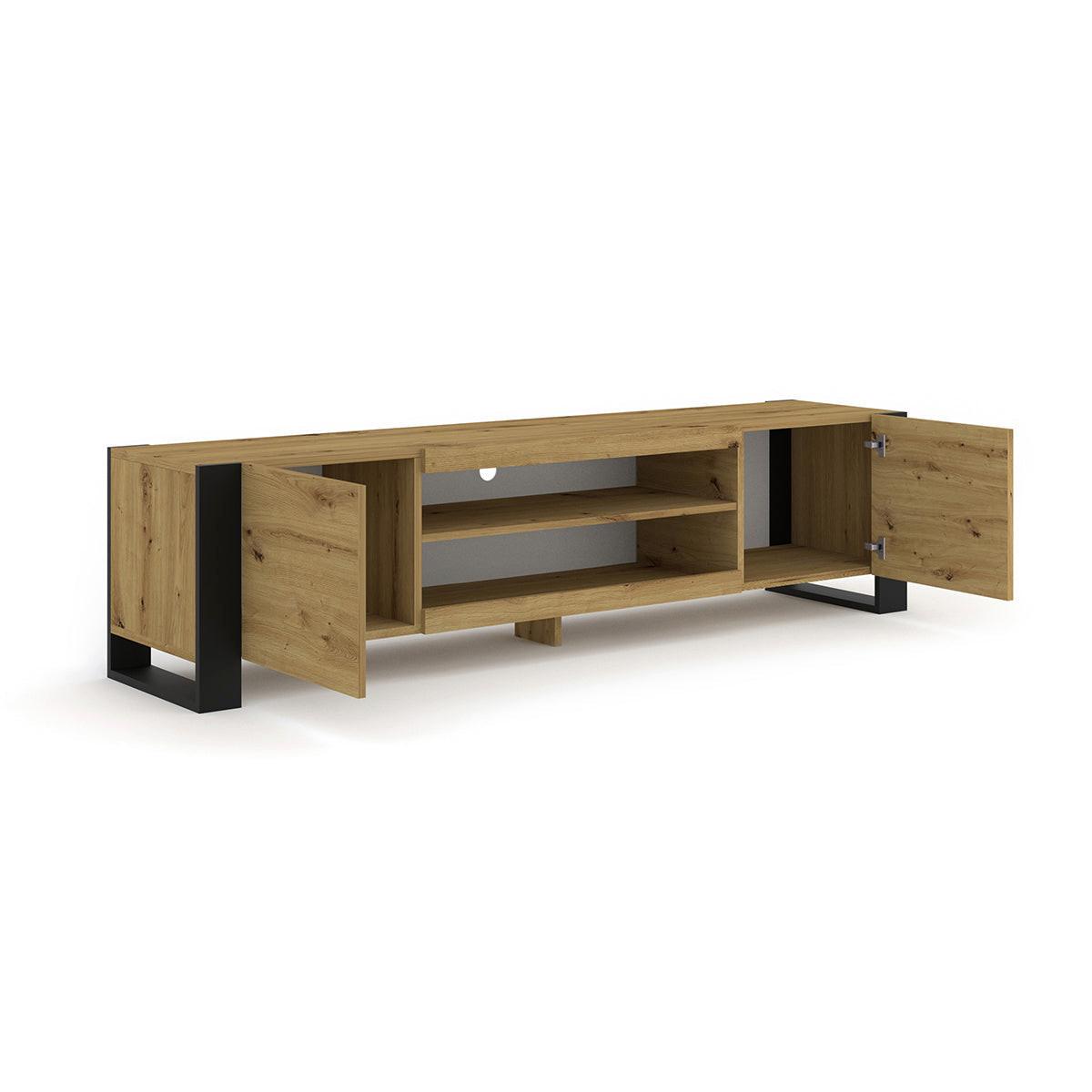 TV-MÖBEL Gani Holz und Mattschwarz - Schwarz, Holzwerkstoff (188/47/40cm) - Petits-meubles