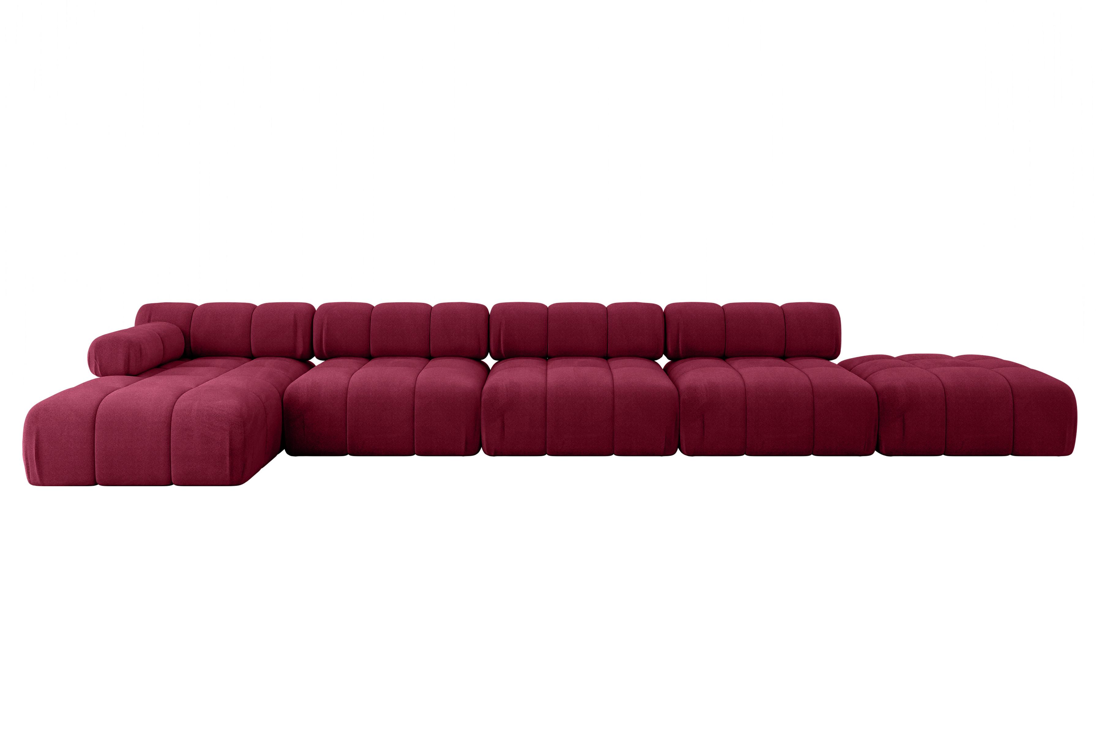 ECKSOFA modulares Sofa Lizur-L3 - 475x160x70 cm Bordeauxrot Velours - Bordeaux, Holzwerkstoff/Textil (475/160cm) - ALTDECOR