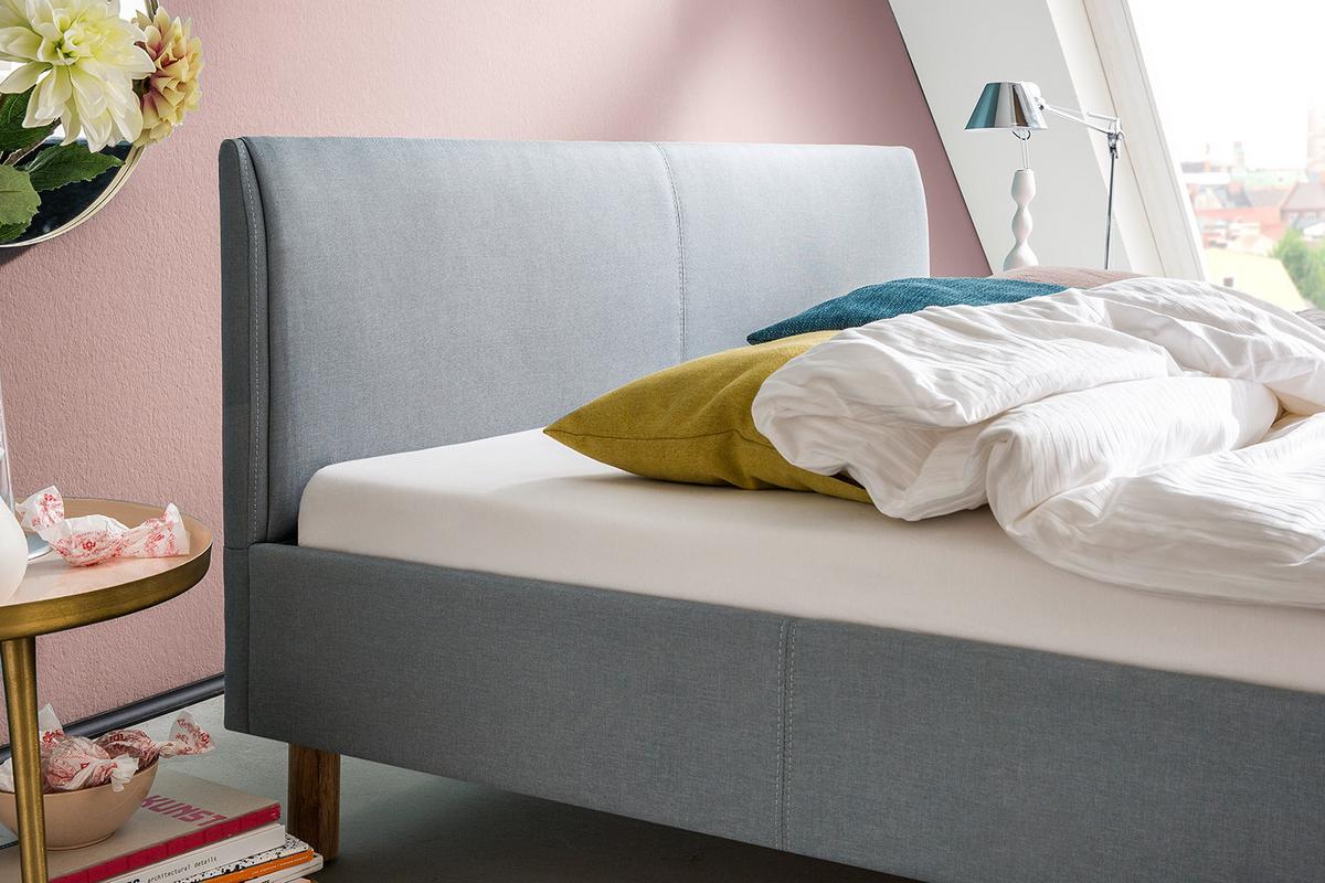 POLSTERBETT LEO Blau Webstoff - Blau, Textil (140/200cm) - KAWOLA