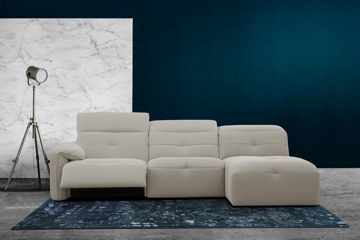 ECKSOFA TRENTO 4-Sitzer mit 1 Relaxfunktion, beige - Beige/Schwarz, Holzwerkstoff/Kunststoff (262/165cm) - Wozimo