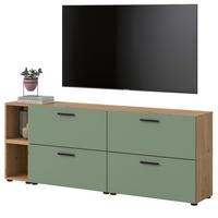 TV-LOWBOARD Grün, Eiche Artisan 176 cm, Fernsehtisch hängend / stehend - Schwarz/Eiche Artisan, Holzwerkstoff/Kunststoff (176/67/34cm) - Inn.Furn