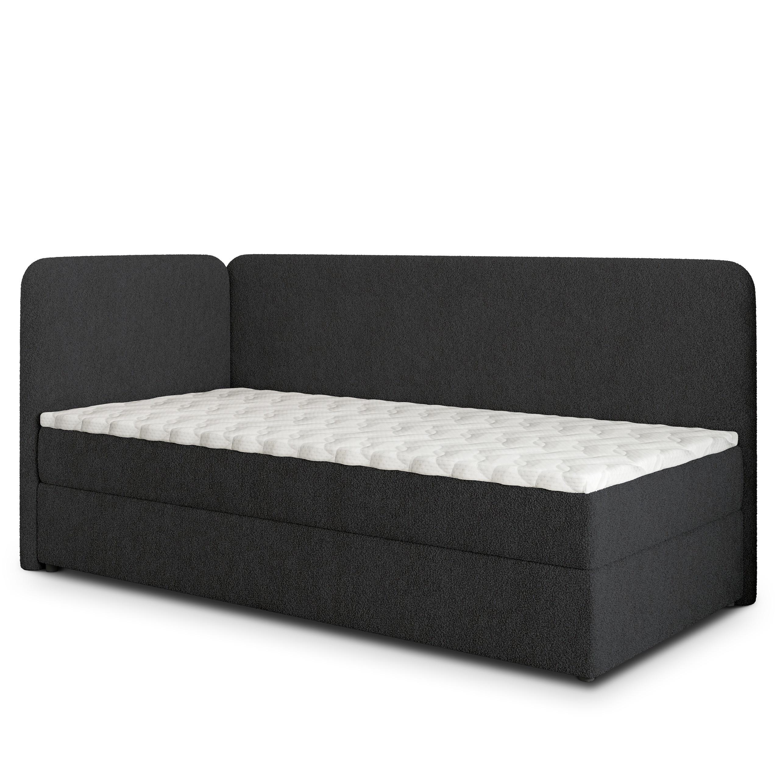 BOXBETT GINA 100x200 cm mit Matratze und Topper, H2+H3 - Schwarz - Schwarz, Holz (100/200cm) - MASSENO