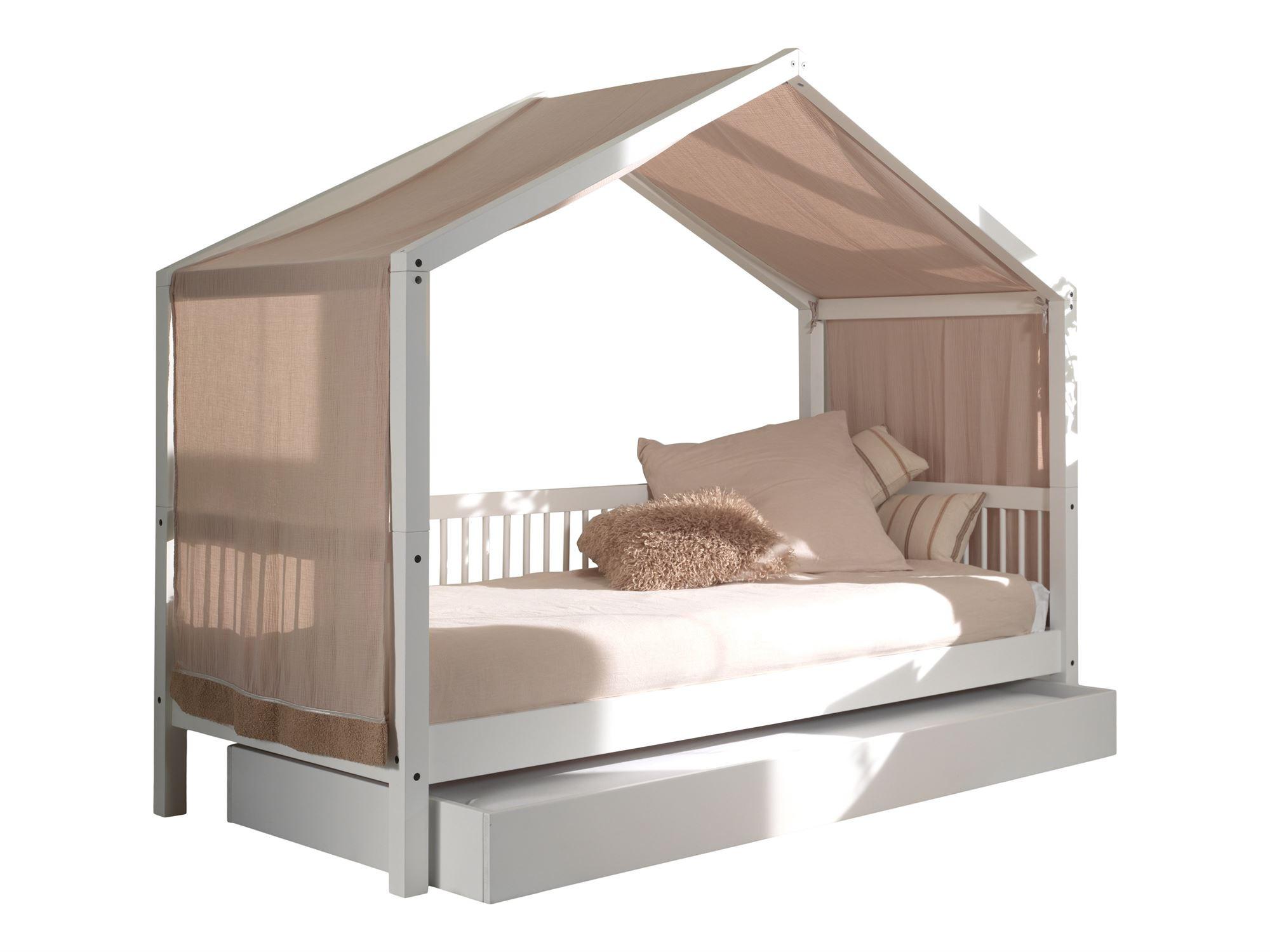 HAUSBETT 90x200 Keeley Buche Weiß Holz Himmel Schublade Komfort Stabil - Weiß, Holz (90/200cm) - 58aufmkessel