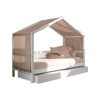 HAUSBETT 90x200 Keeley Buche Weiß Holz Himmel Schublade Komfort Stabil - Weiß, Holz (90/200cm) - 58aufmkessel