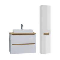 BADMÖBEL 80cm Livia 2er-Set Weiß - Weiß, Holzwerkstoff (80/62.5/46cm) - Petits-meubles