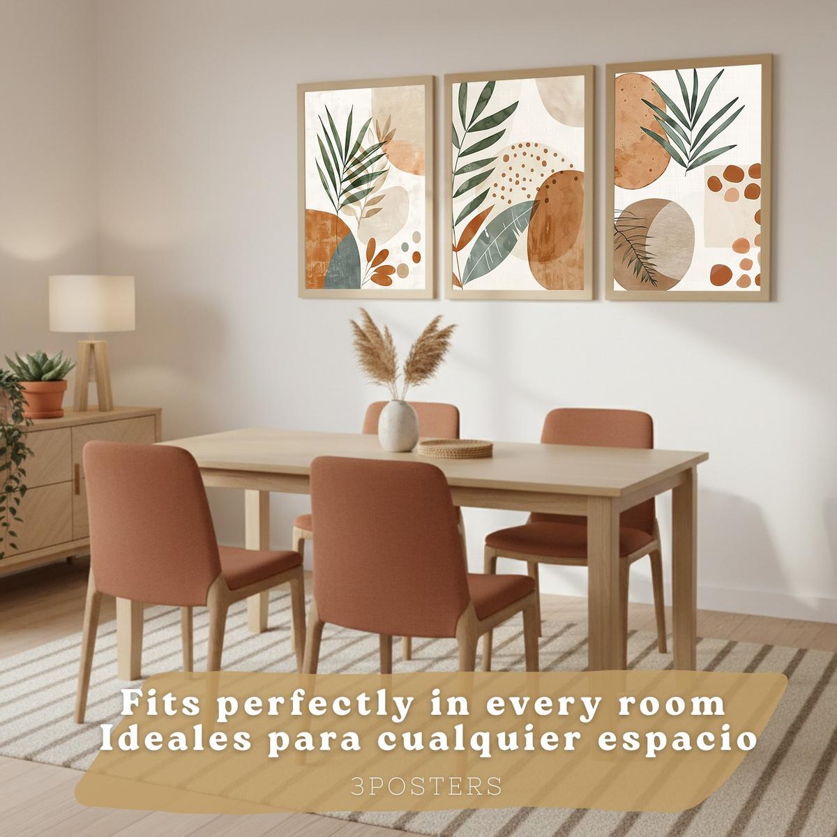 POSTER 3er Kunstdruck-Set Wandbilder Floral Abstrakt modern Wohnzimmer Deko, Schlafzimmer, Küche, Badezimmer Rahmenlos A3 - Klar, Papier (29.7/1/42cm) - Nacnic
