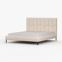 POLSTERBETT KRIS, Lattenrost, ohne Bettkasten, gepolsterte Kopfstütze 160/200 in Creme - Creme/Schwarz, Holz/Textil (160/200cm) - imoebel24