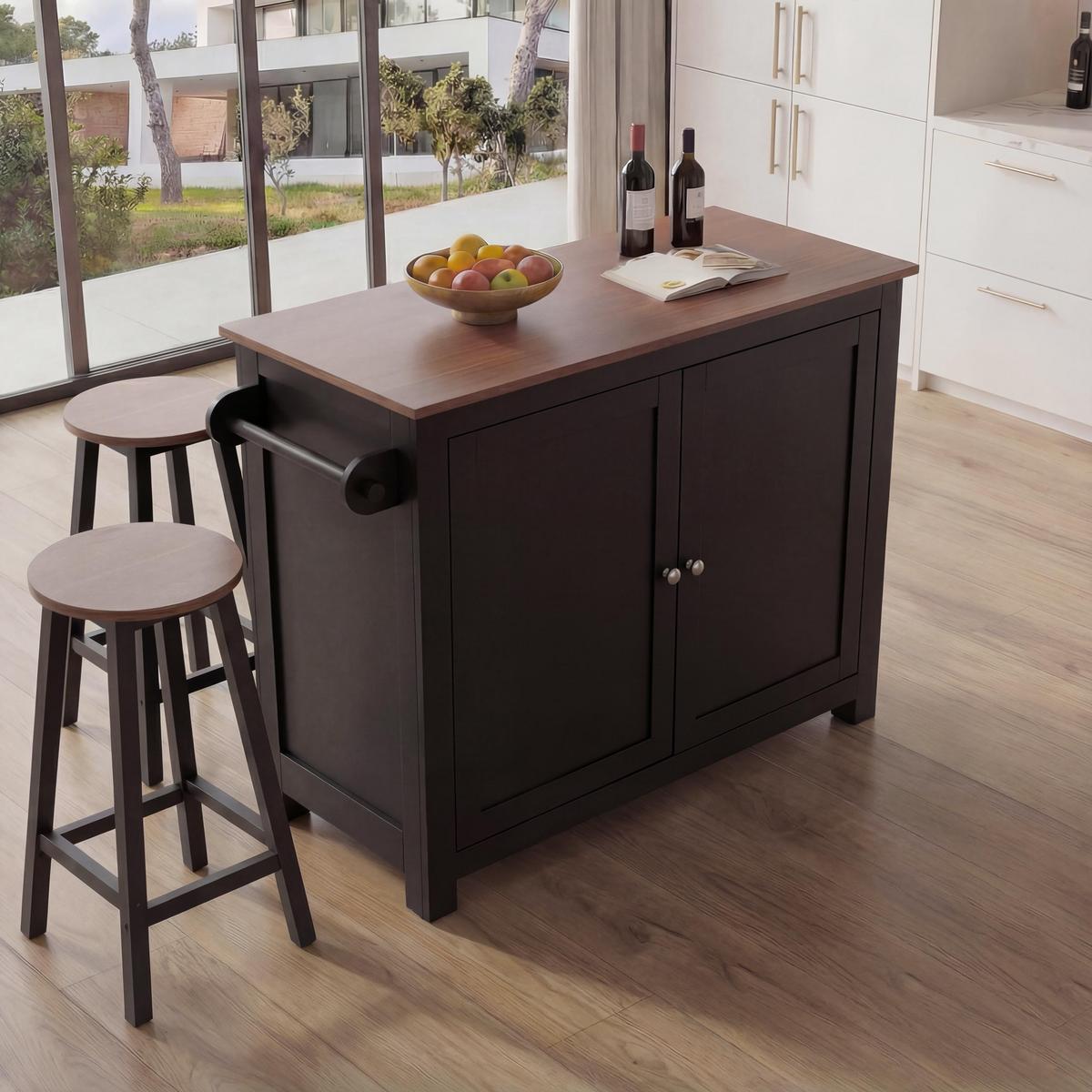 KÜCHENINSEL Schwarz, Braun - Schwarz/Braun, Holz (120/90/45cm) - MCW