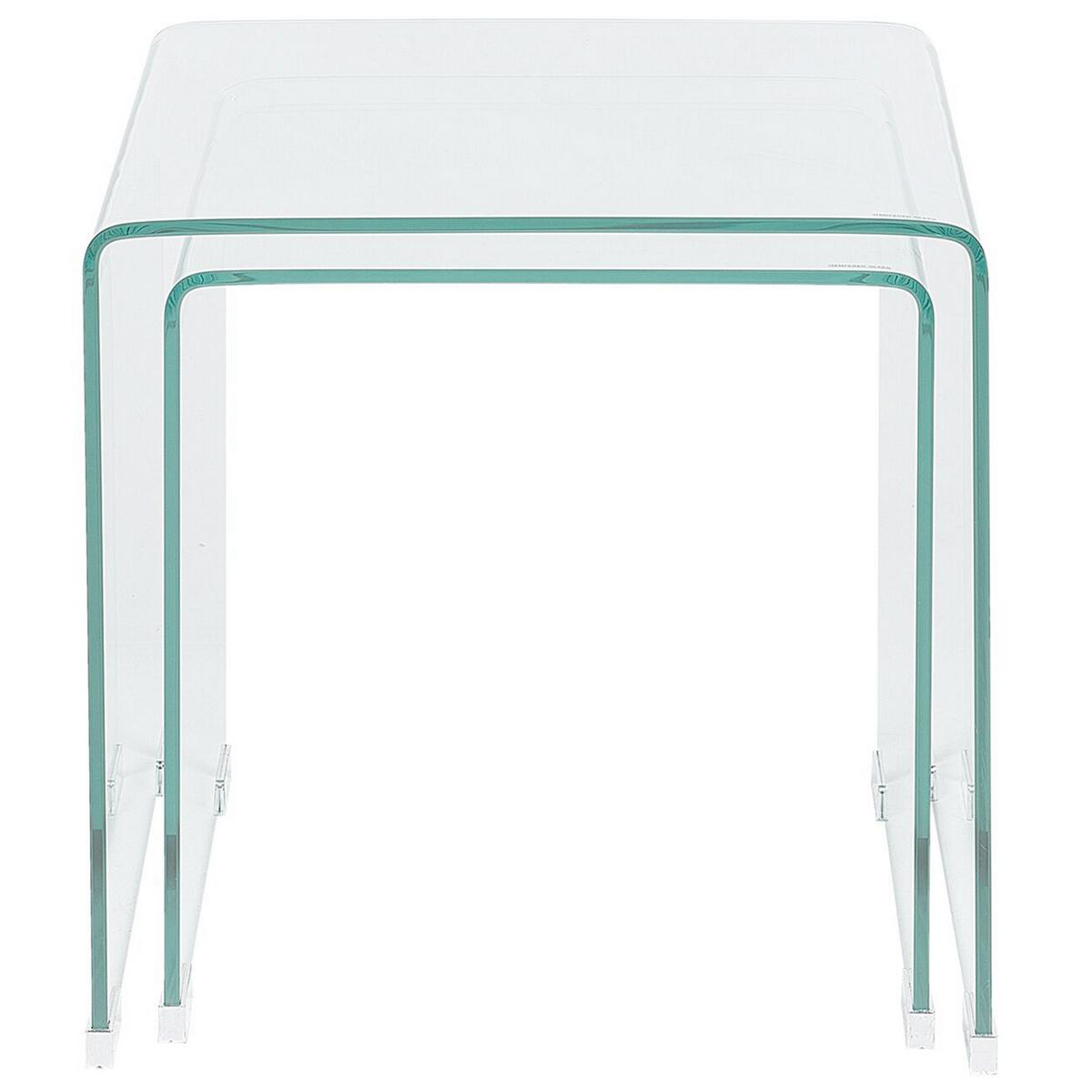 BEISTELLTISCH 2er-Set Rechteckig Transparent Kendall - Transparent, Glas (36/36/42cm) - Beliani