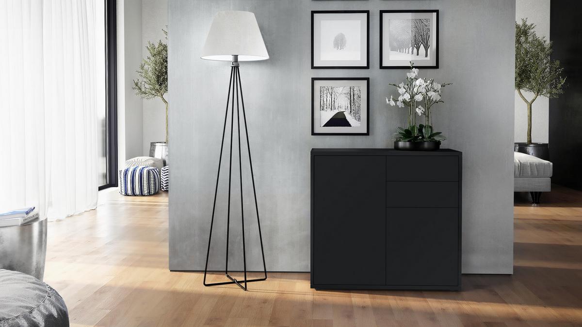 KOMMODE Ben Front in Schwarz matt - Schwarz, Holzwerkstoff (79/74/36cm) - Vladon