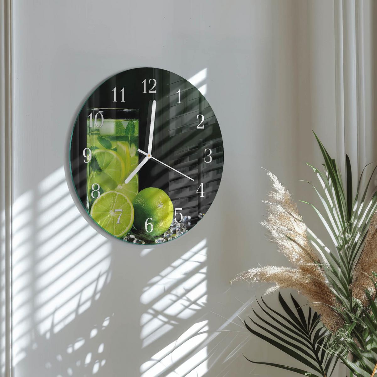 WANDUHR aus Glas Ø30 cm - Kalziumkarbonat - Grün, Glas (30/30/0.4cm) - TULUP