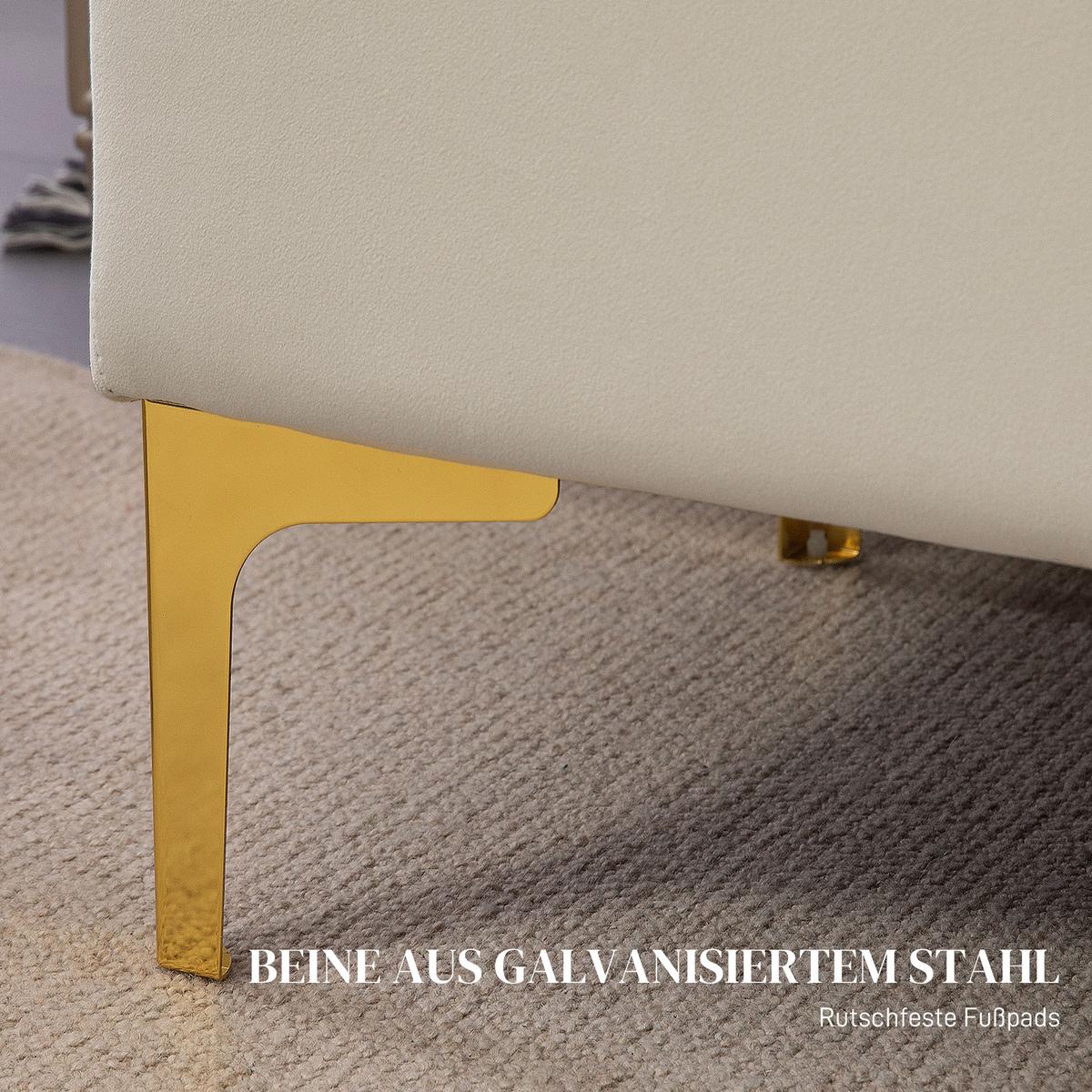 TRUHENBANK Metallbeine, für Wohnzimmer - Beige/Goldfarben, Kunststoff/Textil (44/44.5/120cm) - HOMCOM