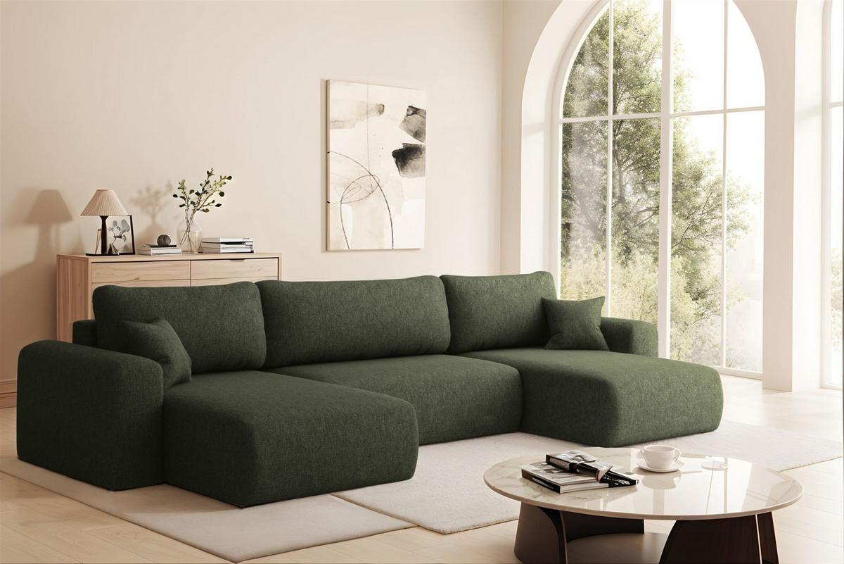 WOHNLANDSCHAFT Flora In Verita - Grün, Holzwerkstoff/Textil (362/83/145cm) - Fun Möbel