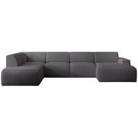 WOHNLANDSCHAFT Bouvi Dunkelgrau links - Dunkelgrau/Schwarz, Kunststoff/Textil (378/220cm) - Selsey