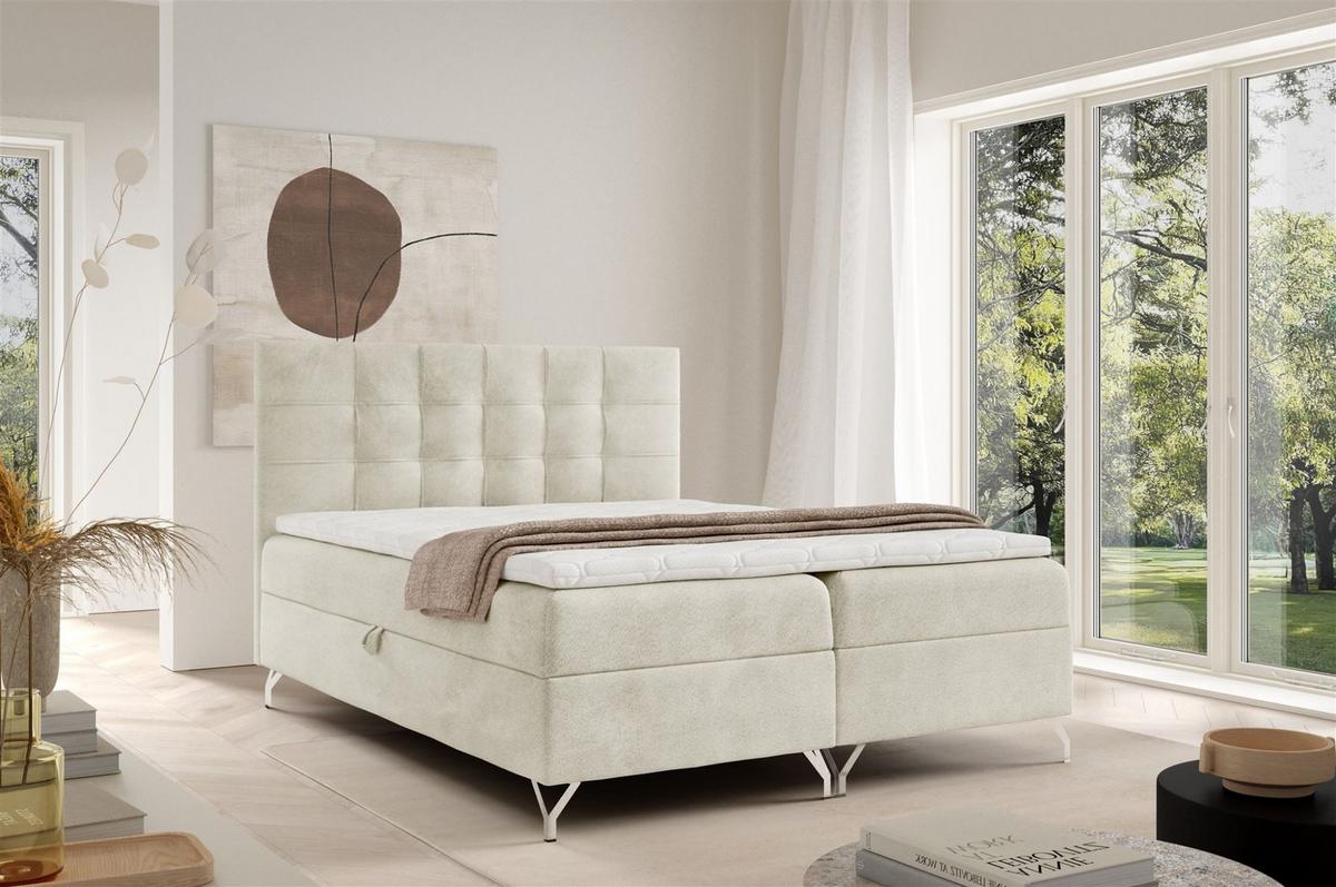 BOXBETT Candela - Creme, Holzwerkstoff/Textil (120/200cm) - Fun Möbel