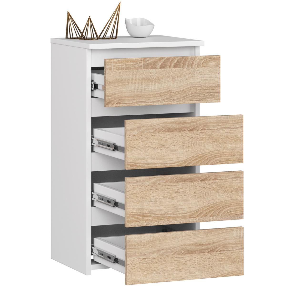 KOMMODE Weiß, Eiche Sonoma 74/40/35 - Weiß, Holzwerkstoff (40/74/35cm) - RAUMHIRSCH FURNITURE