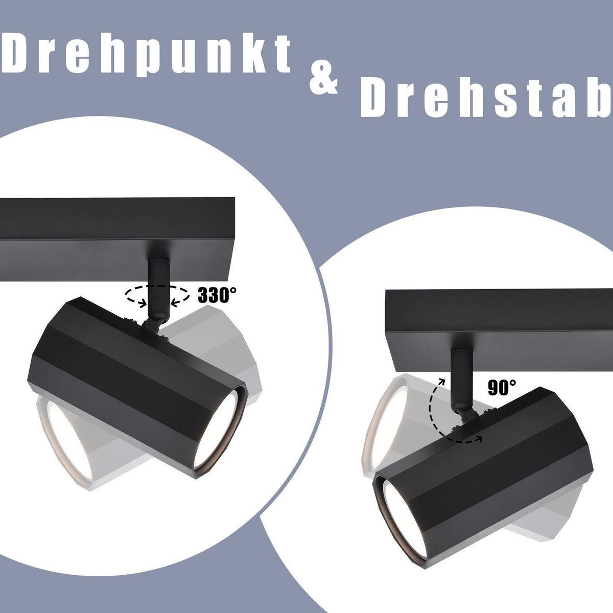 DECKENSTRAHLER Inga 3-flammig 39/11/3 cm - Schwarz, Metall (39/11/3cm) - Nettlife