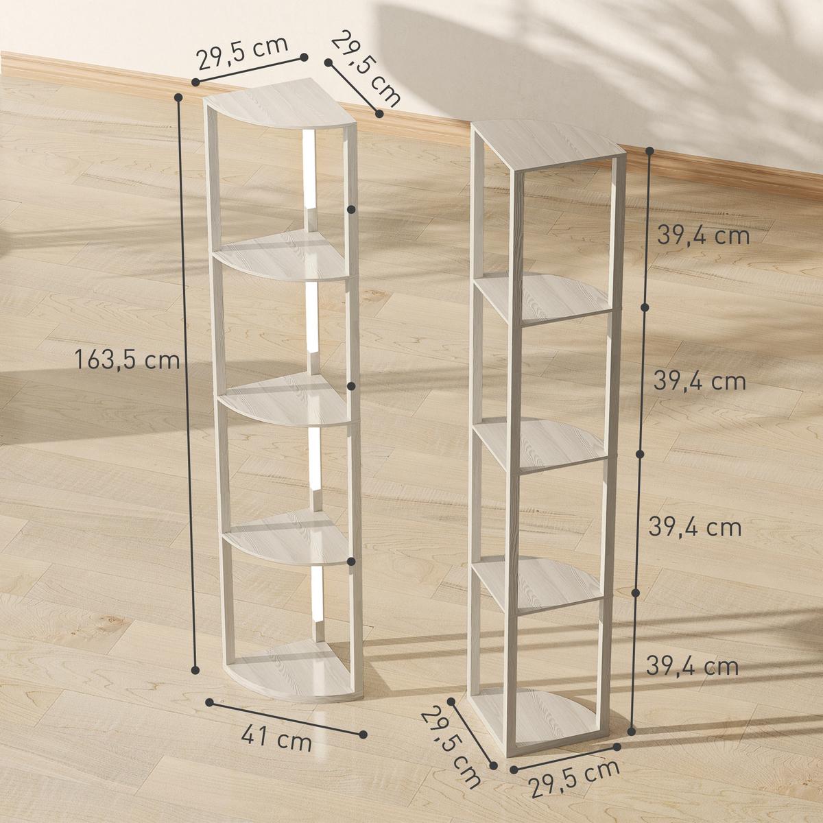 STEHLAMPE mit 4 Ablagen E27 Sockel, 24 W - Eichefarben, Holzwerkstoff (41/29.5/163.5cm) - HOMCOM