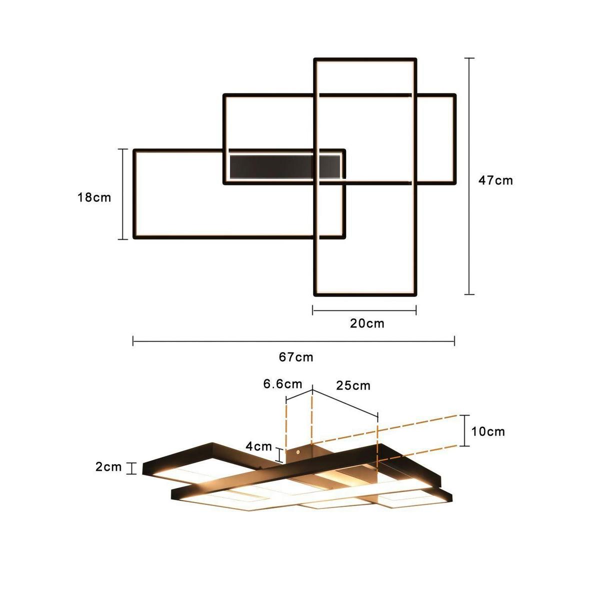 LED-DECKENLEUCHTE Berthold 67/47/9.7 cm - Schwarz, Metall (67/47/9.7cm) - Nettlife