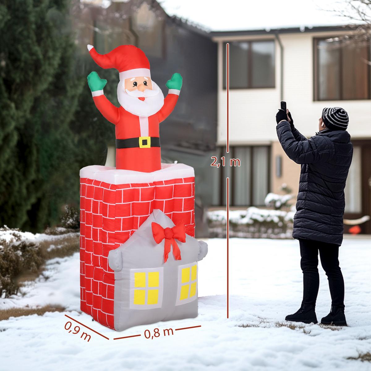 AUFBLASBARER Weihnachtsmann 210cm Weihnachtsdeko mit Hebebühne LED-Lichtern - Multicolor, Textil (80/210/90cm) - Outsunny