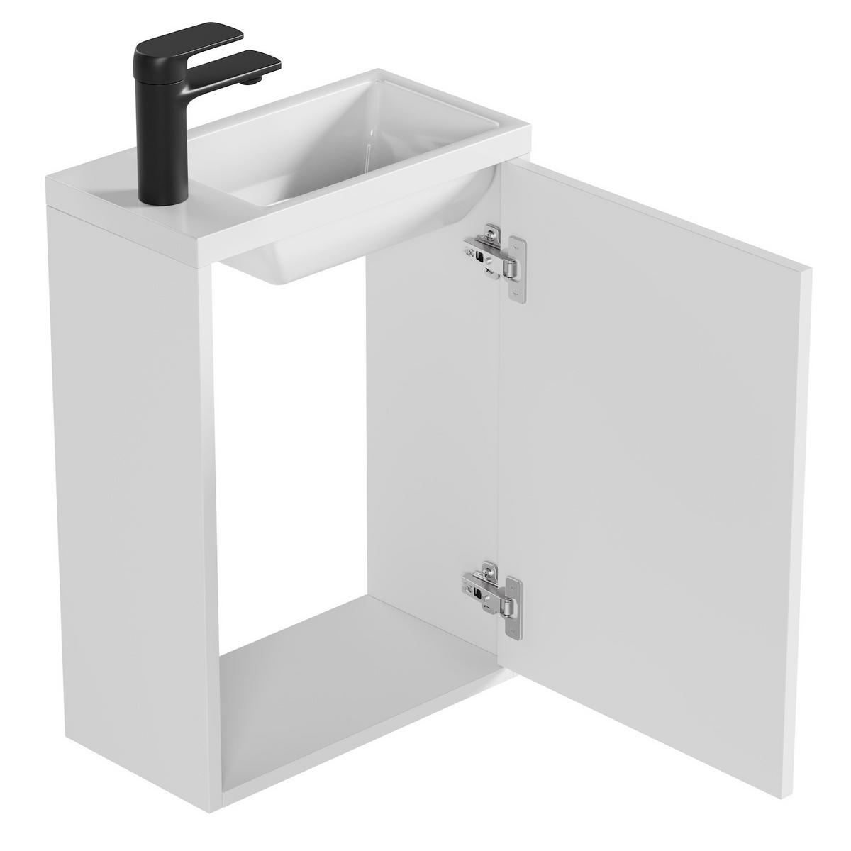 GÄSTE-WC-MÖBELSET Florence 2 Teile Weiß Hochglanz - 40 x 22 x 50 cm - Weiß, Holz (40/50/22cm) - Badplaats