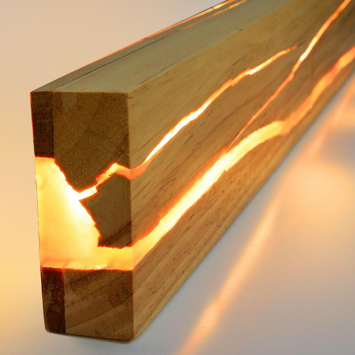 LED WANDLEUCHTE Olenly 50/8/3 cm - Braun, Holz/Metall (8/3/50cm) - ZMH