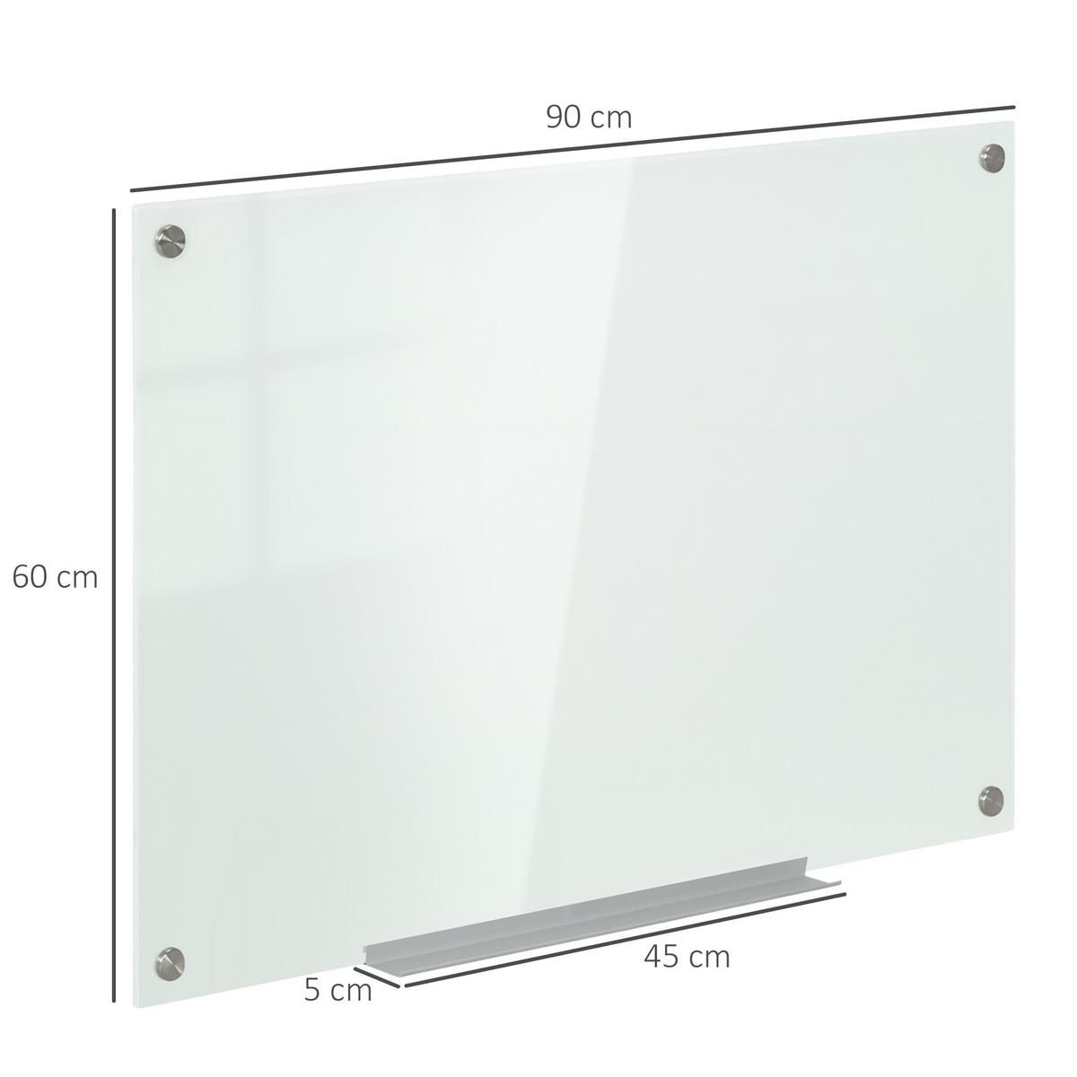 WHITEBOARD Magnetisch Magnettafel mit 4 Markern 10 Magnet abwischbar 90 x 60 cm - Weiß, Kunststoff (60/0.4/90cm) - Vinsetto