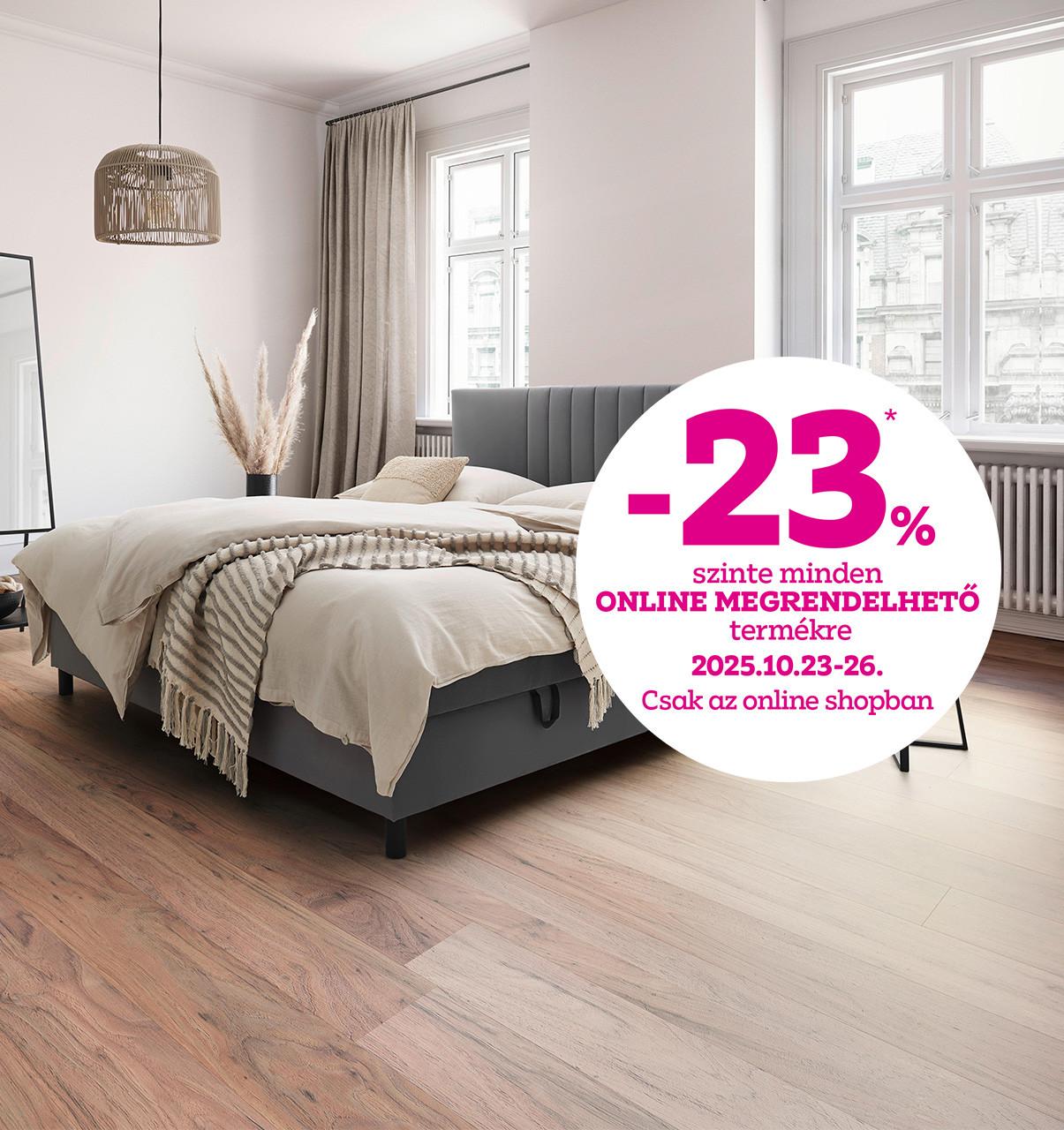 -23% szinte minden online megrendelhető termékre 2025.10.23-26. között csak az online shopban