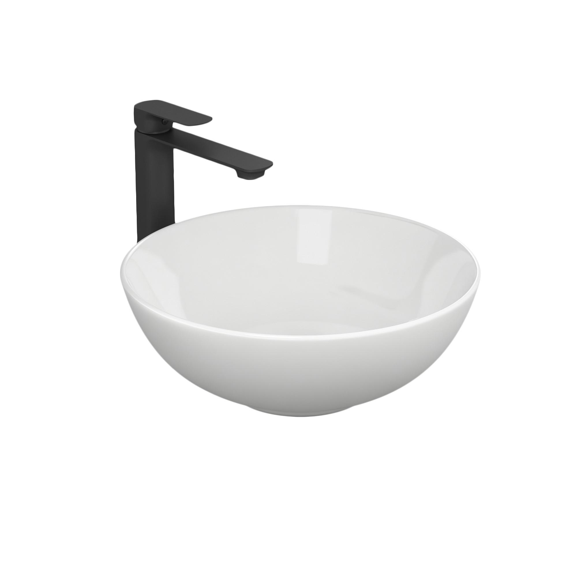 WASCHBECKEN Aufsatz Keramik Weiß Glänzend Ø41,5 / 15,5 cm - Weiß, Keramik (41/15/41cm) - EMKE