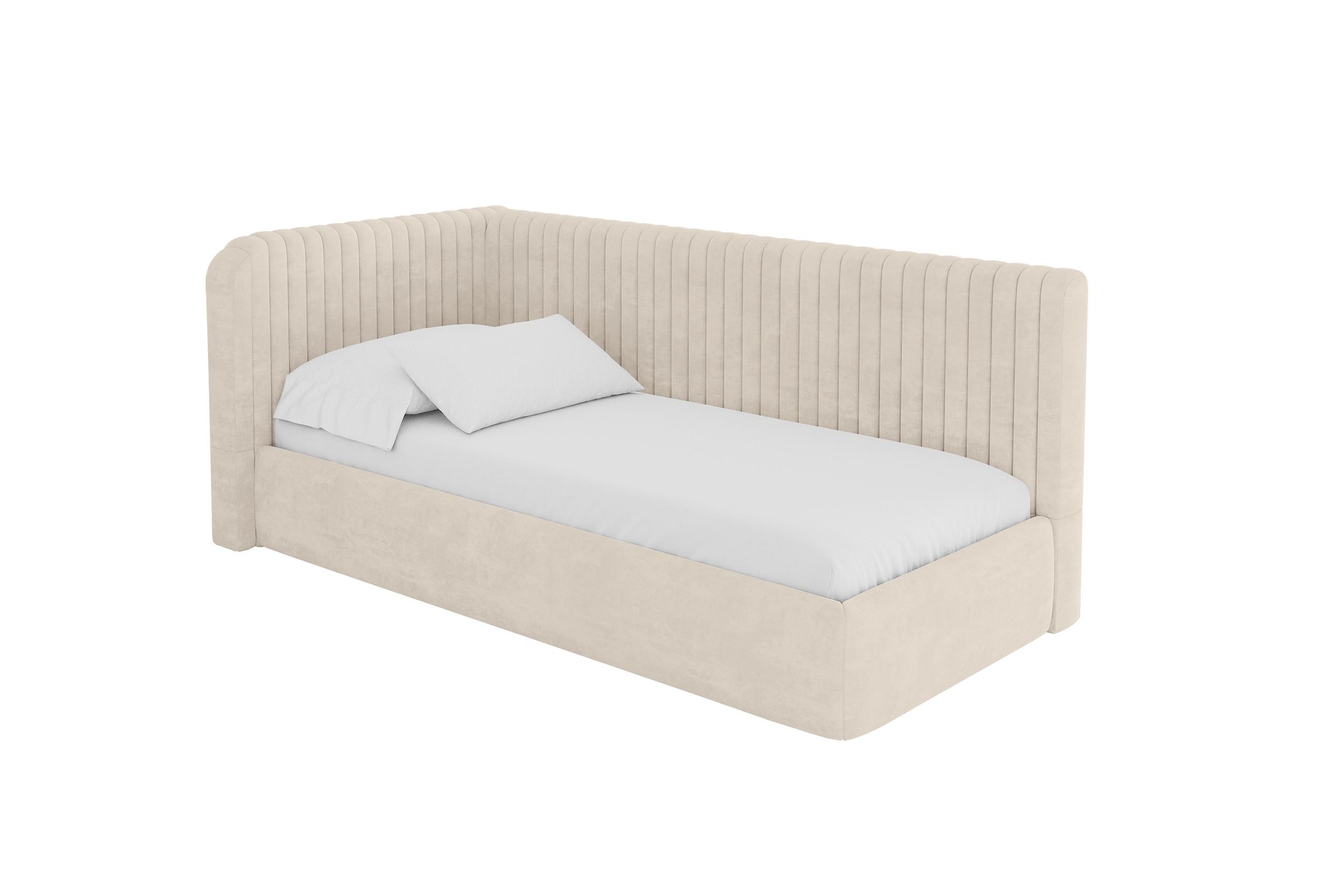 EINZELLBETT Jugendbett mit Bettkasten, Rechts - AURY 100x200 Beige - Naturfarben, Holzwerkstoff/Textil (100/200cm) - ALTDECOR