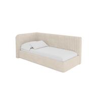 EINZELLBETT Jugendbett mit Bettkasten, Rechts - AURY 100x200 Beige - Naturfarben, Holzwerkstoff/Textil (100/200cm) - ALTDECOR