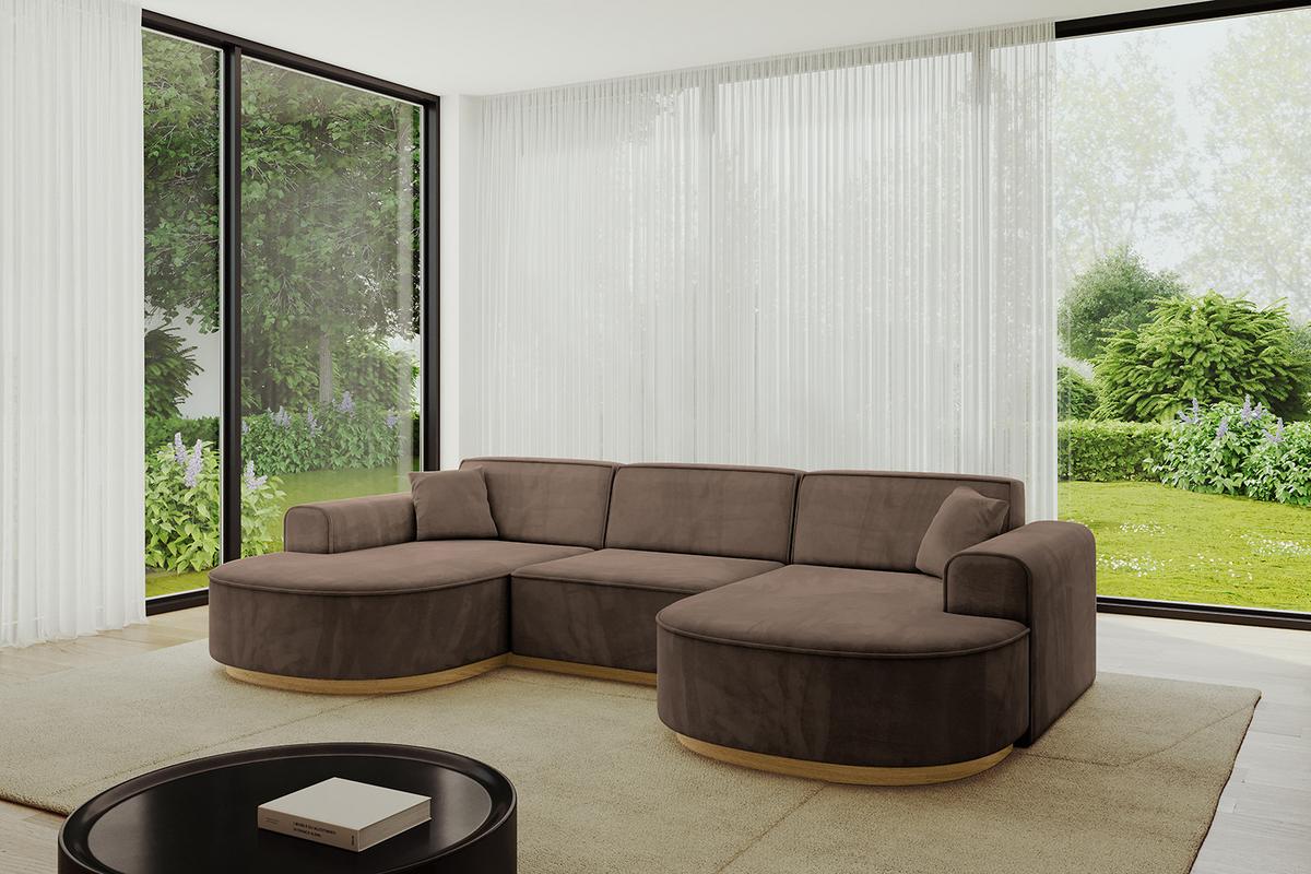 WOHNLANDSCHAFT MARI-U1-v2 - 303x171x83 cm Braun Velours - Braun, Holzwerkstoff/Textil (303/83/171cm) - ALTDECOR