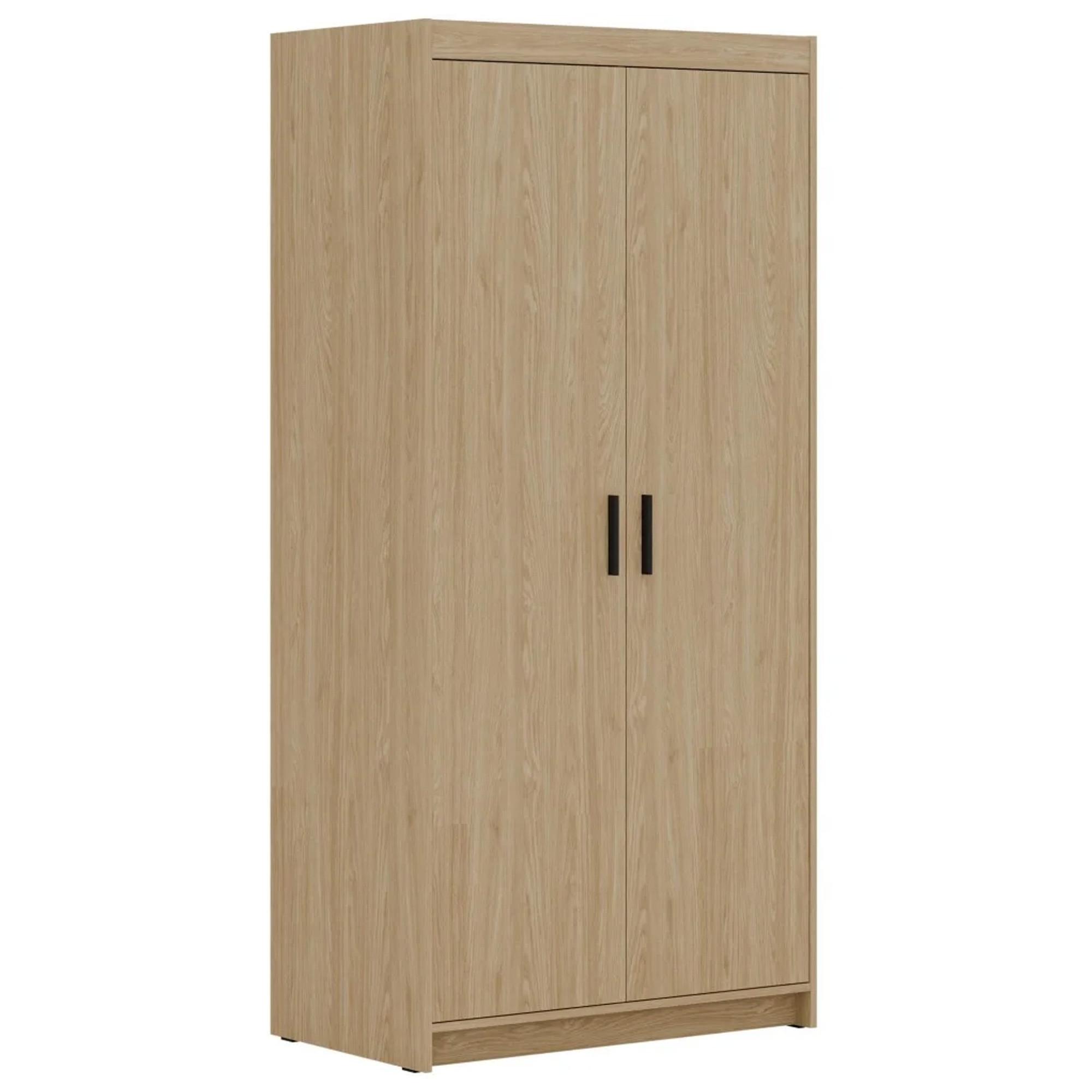DREHTÜRENSCHRANK Elena mit 2 Türen, ohne Spiegel, Eiche Geölt - Eichefarben, Holzwerkstoff (90/190/53cm) - Beautysofa