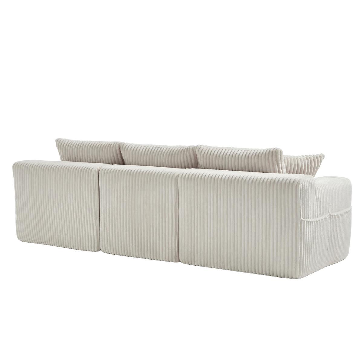 ECKSOFA mit Chaiselongue Cord - Beige, Textil (257/160cm) - Urban Meuble