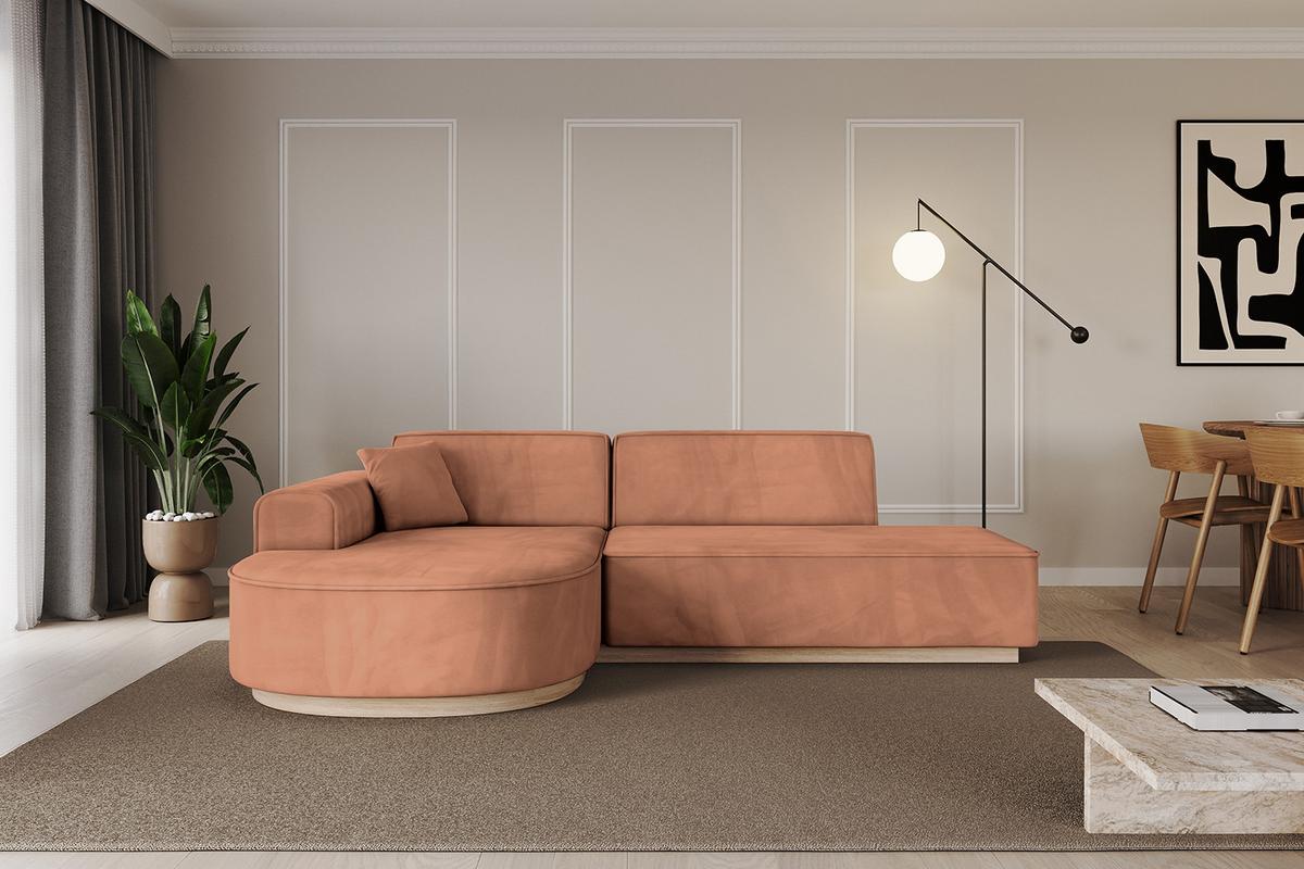 ECKSOFA Ottomane Links ARRIO-L1 - 243x171x83 cm Apricot - Koralle, Holzwerkstoff/Textil (243/171cm) - ALTDECOR