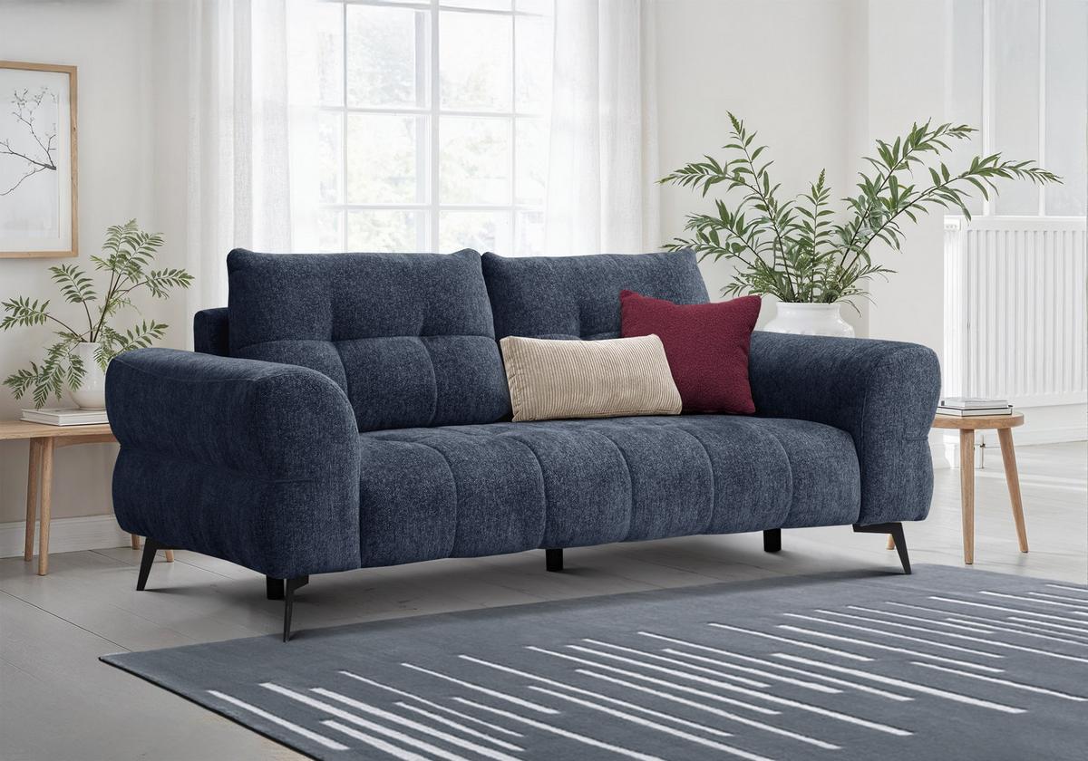SOFA SALVINI 3-Sitzer, dunkelblau - Dunkelblau, Holz/Textil (237/88/99cm) - Wozimo