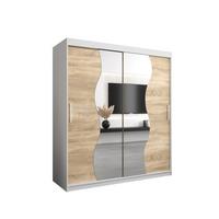 SCHWEBETÜRENSCHRANK 200/180/62 2-türig - Silberfarben/Weiß, Holz/Kunststoff (180/200/62cm) - MÖBEL KRYSPOL