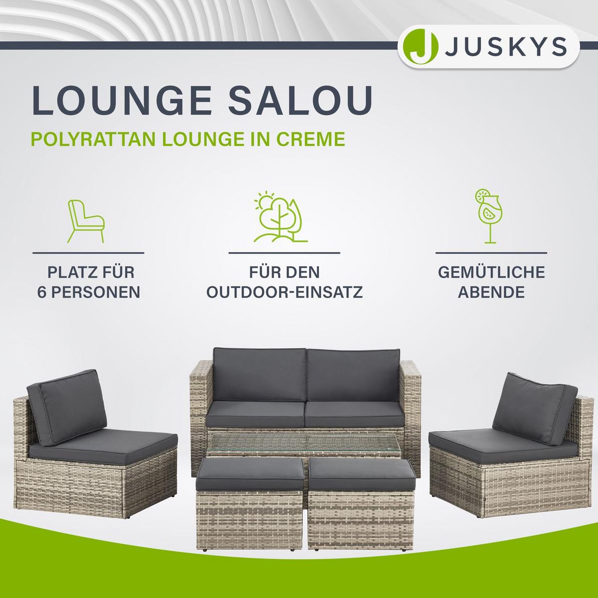 LOUNGEGARNITUR Salou grau - Grau, Kunststoff - Juskys