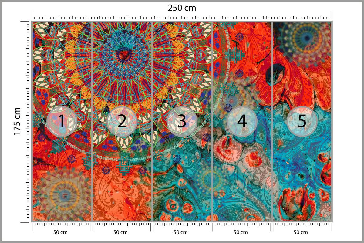 FOTOTAPETE für Wohnzimmer Farbenfrohe Mandalas Abstraktion Muster 250x175 - Multicolor, Papier (250/175cm) - Muralo