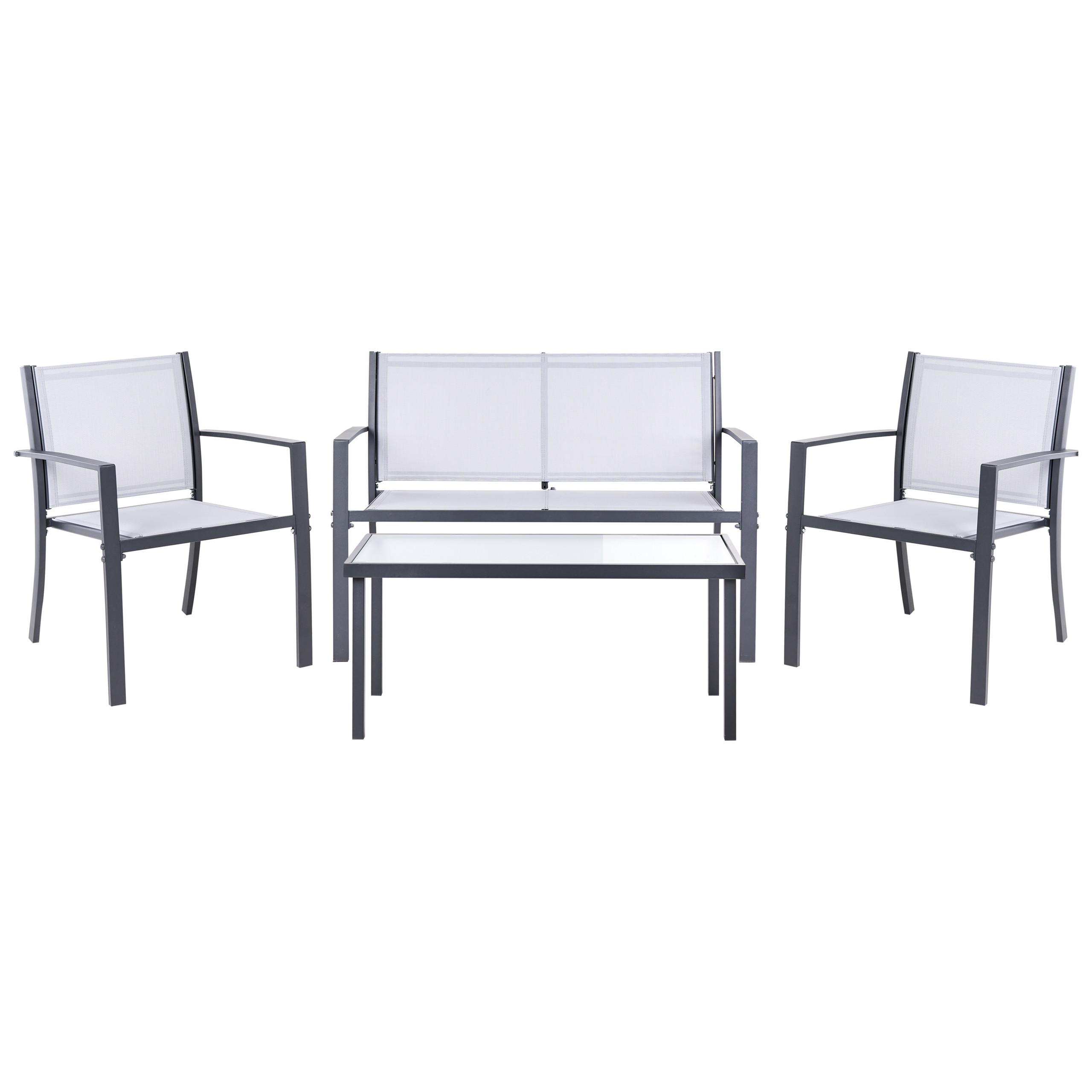 LOUNGE-SET mit Tisch 4-Sitzer TAVOLETO Grau Metall - Grau, Metall - Beliani