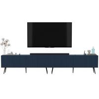 TV-LOWBOARD 2-er Set Elpis Marineblau mit Metallbeinen 150 cm Glamour - Blau/Schwarz, Holzwerkstoff (300/60.5/36.5cm) - Meble Lindner